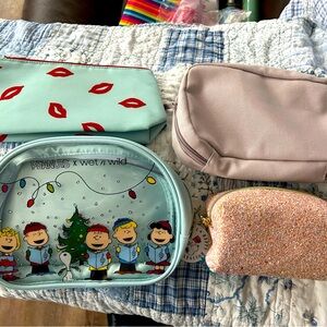 Peanuts, Kate Spade. Bath and Body Works, and Bare Mineral Cosmetic Bags